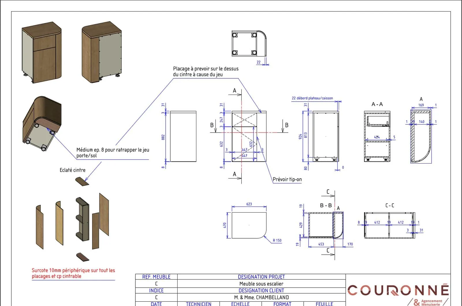 Plan de fabrication d'un mobilier